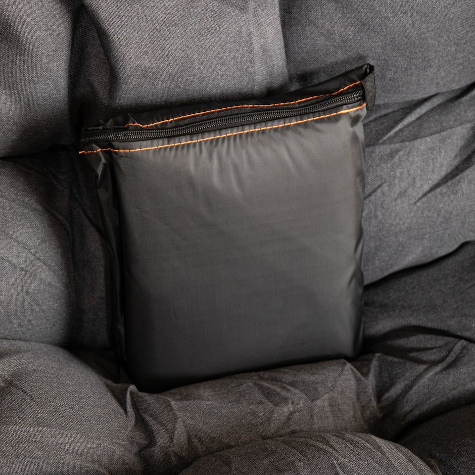 image 1 of Samuel Alexander 2 Seater Hanging Garden Rattan Egg Chair with Steel Frame and Waterproof Cover in Grey | Grey | Grey