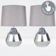 image 2 of First Choice Lighting Pair of Polished Chrome 39cm Touch Lamps with Grey Shades Chrome | Grey