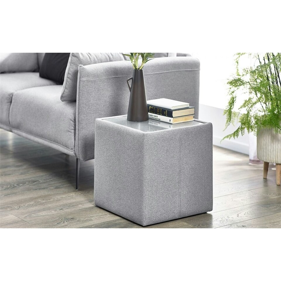 image 1 of Platinum Wool Effect Lamp Table Grey