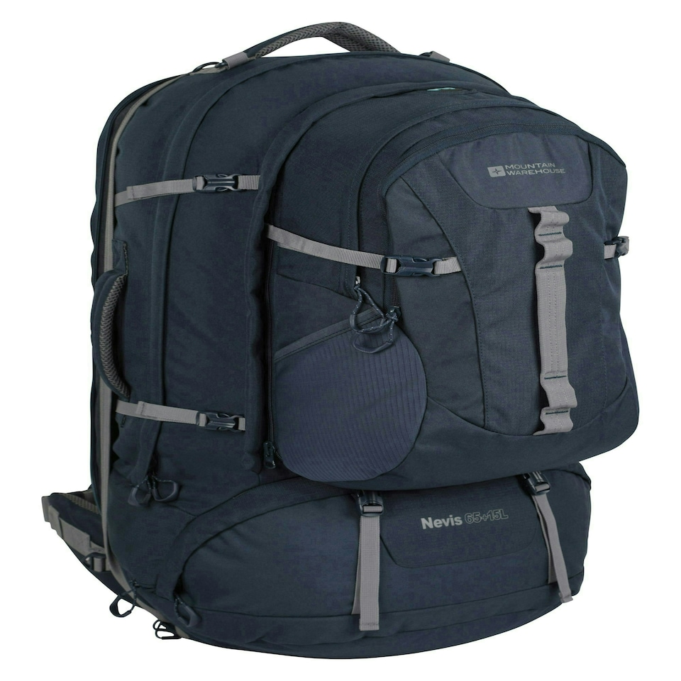 image 1 of Mountain Warehouse Travelling Rucksack 65L + 15L Detachable Day Travelling Bag Blue | Navy