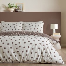 Catherine Lansfield Polka Dot Reversible Duvet Cover Set | Brown | Chocolate | Double