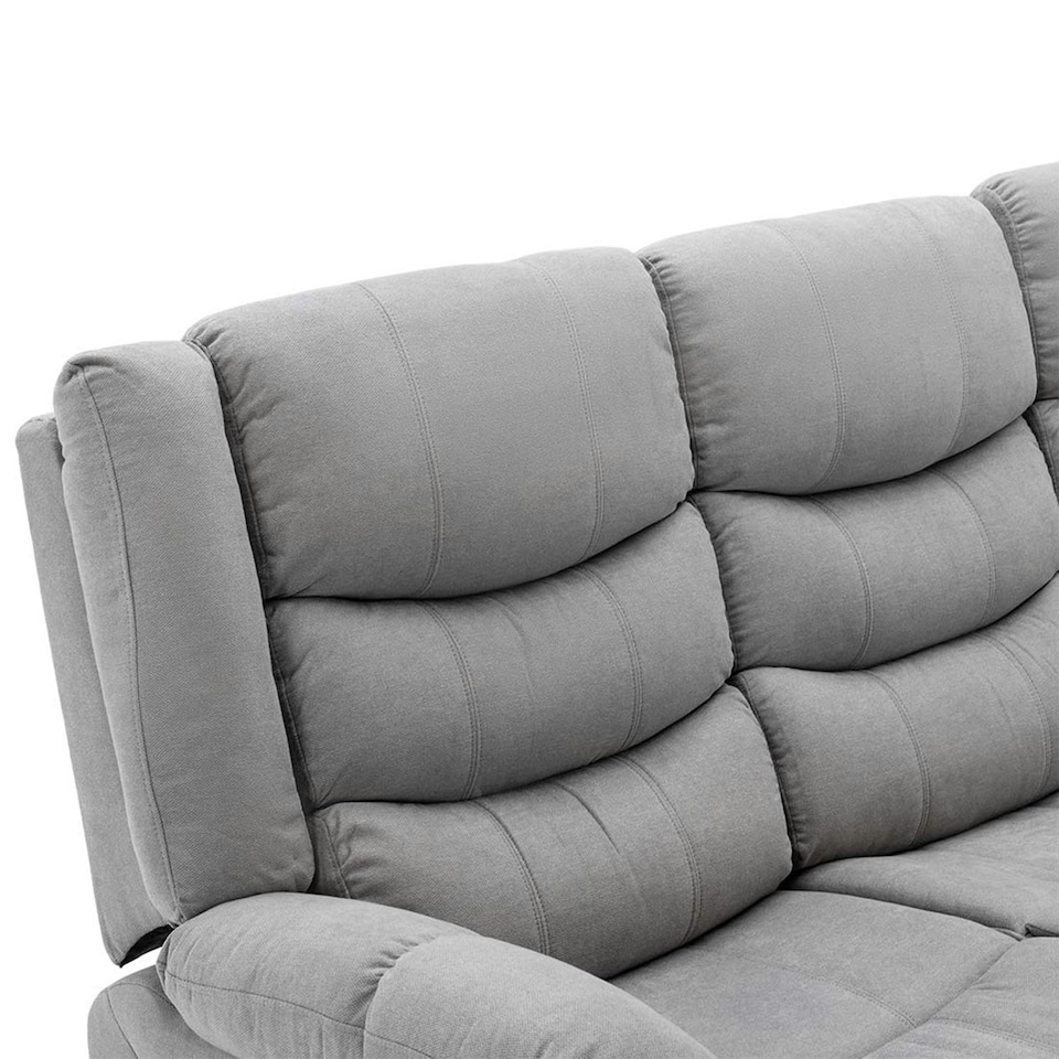 image 1 of Seattle 3 Seater Fabric Manual Recliner Sofa (Grey)
