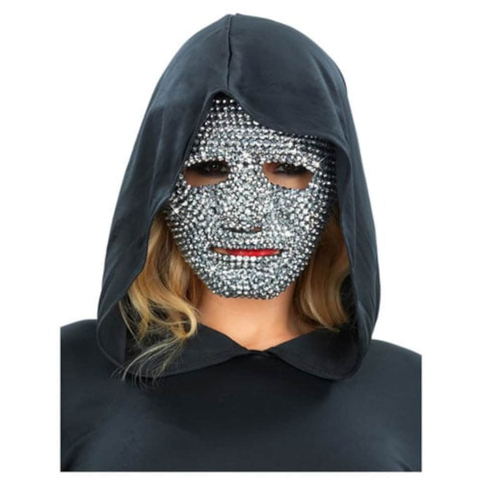 image 1 of Silver Jewelled Robot Unisex Fancy Dress Face Mask