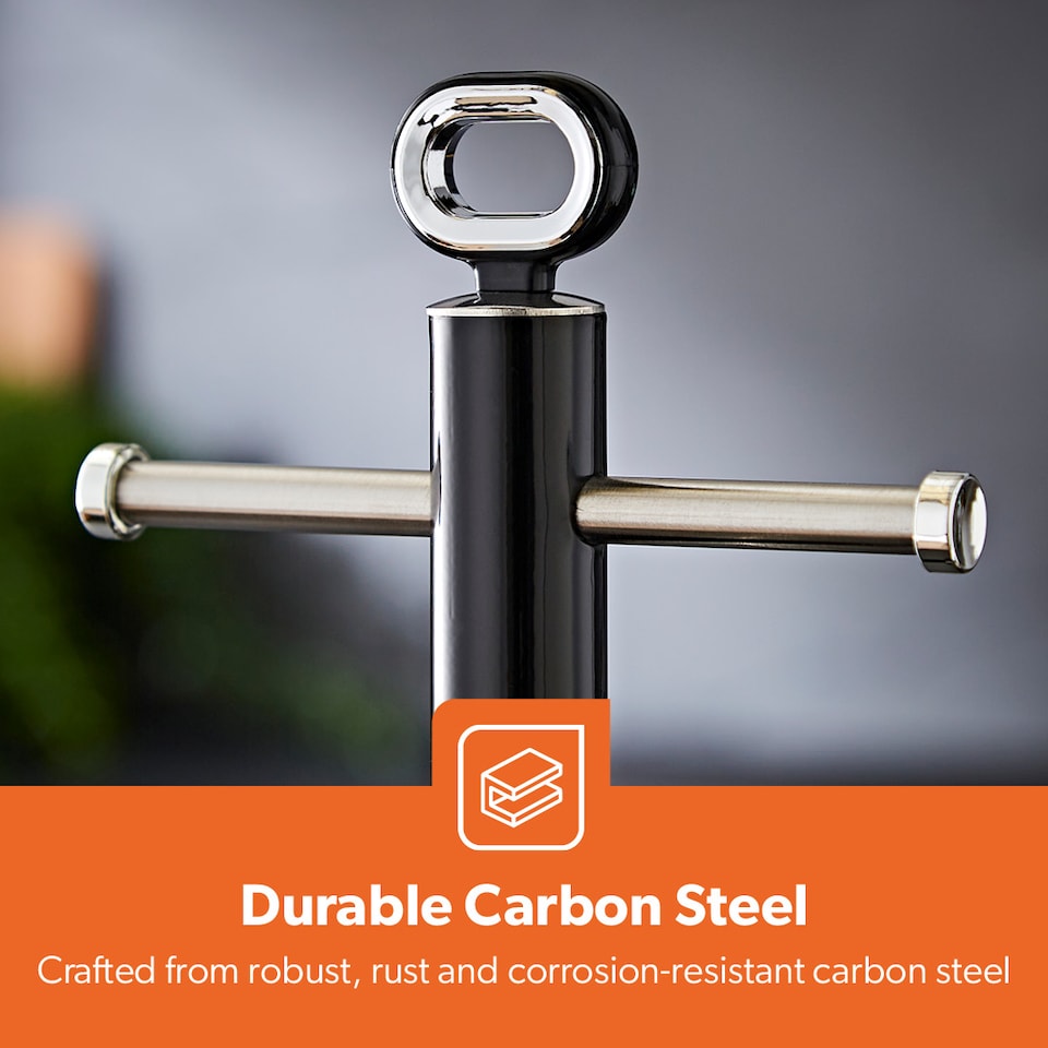 image 1 of GEEPAS Retrovive Mug Tree And Towel Pole Set Black
