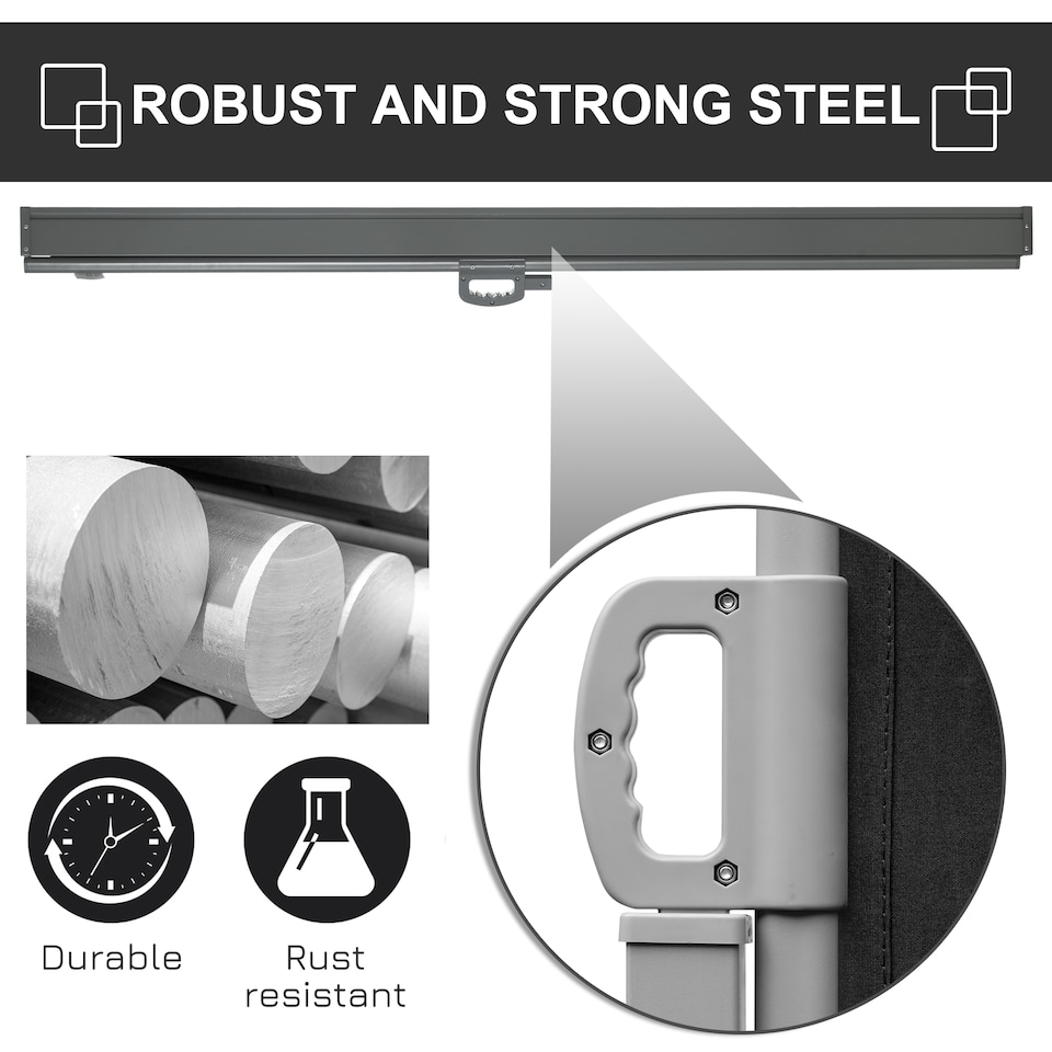 image 1 of Outsunny Retractable Sun Side Awning Screen Fence Patio Garden Wall Balcony Screening Panel Outdoor Blind Privacy Divider (3x1.8M, Black) | Black