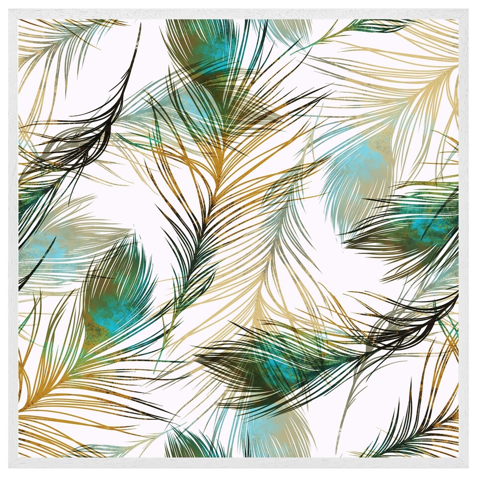 image 1 of Imprints peacock feathers (Picutre Frame) White | XL