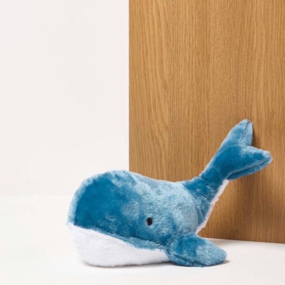 image 1 of Homescapes Blue Whale Door Stopper, Decorative Fabric Door Stop