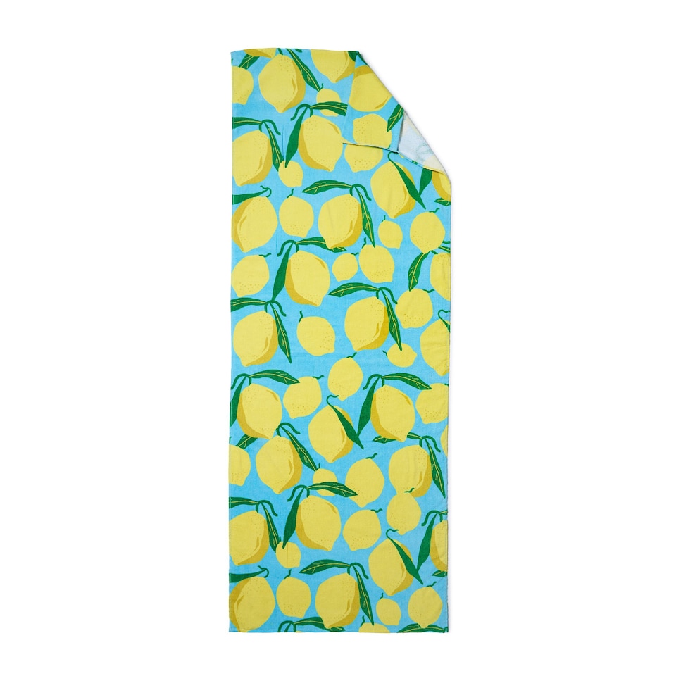 image 1 of Catherine Lansfield Lemons Cotton 76x200cm Beach Sun Lounger Towel Aqua Blue | Blue | Aqua Blue | One size