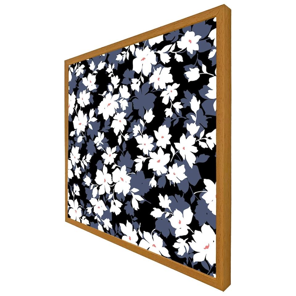 image 1 of White, black & purple flowers (Picture Frame) Grey | S