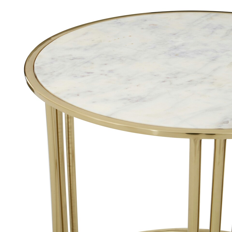 image 1 of Interiors by Premier White Marble Round Side Table Gold