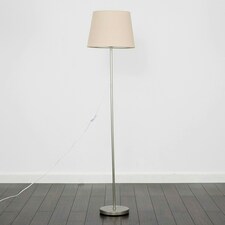 ValueLights Brushed Chrome Floor Lamp Large Tapered Cream Shade