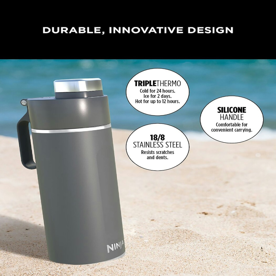 image 1 of Ninja Thirsti 530 ml Travel Bottle in Grey DW1801EUUKGY Grey