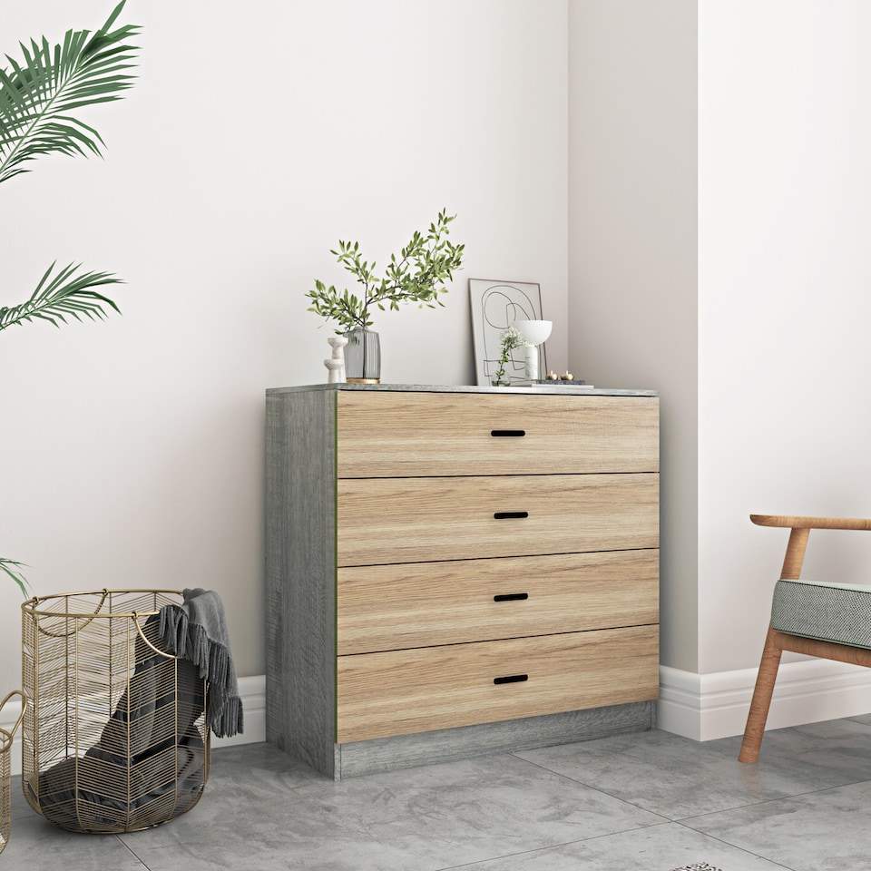 image 1 of Ash Grey - Chest of 4 Drawers | Grey | 1