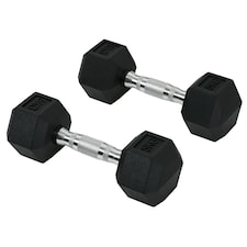 HOMCOM Hexagonal Dumbbells Kit Weight Lifting Exercise for Home Fitness 2x5kg