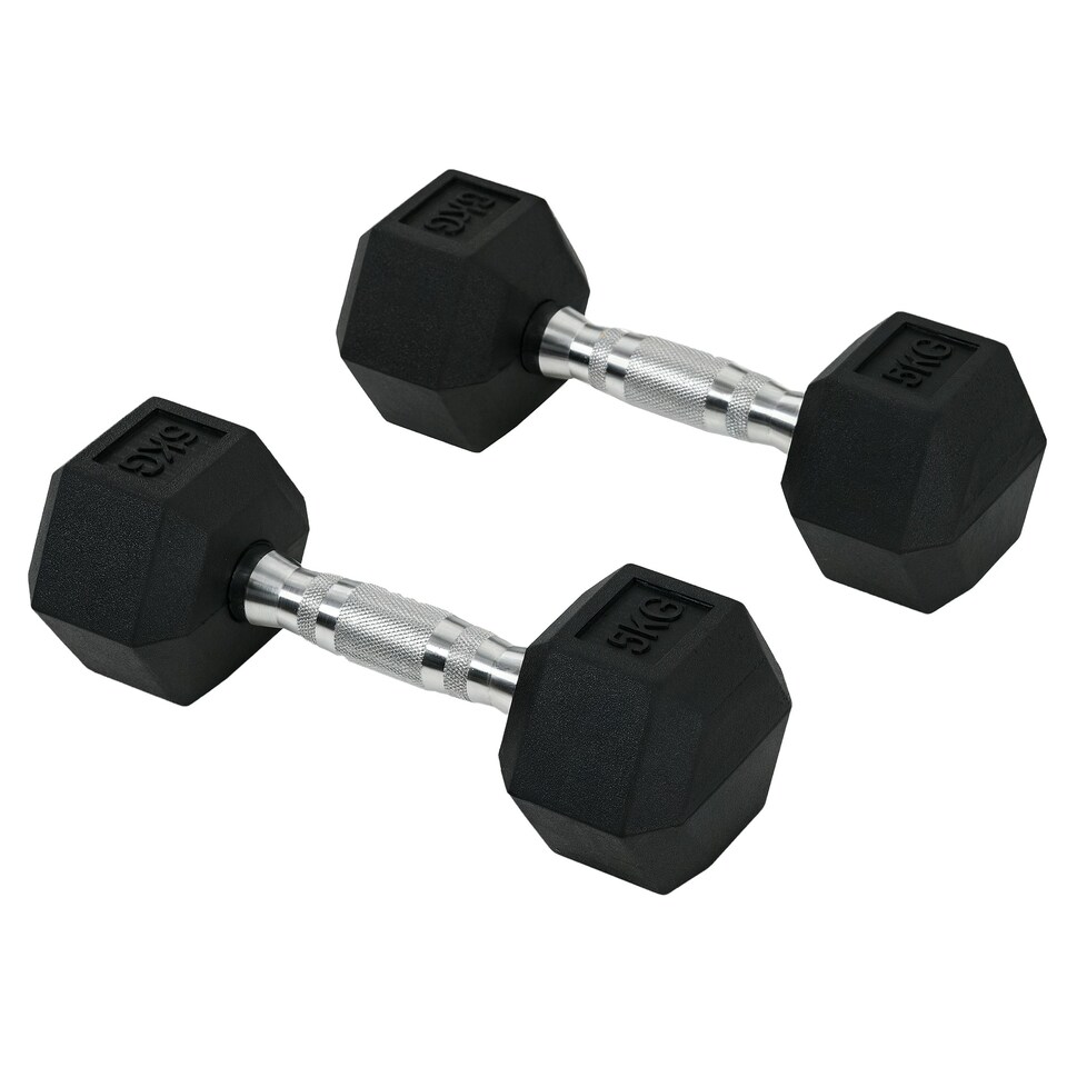 image 1 of HOMCOM Hexagonal Dumbbells Kit Weight Lifting Exercise for Home Fitness 2x5kg