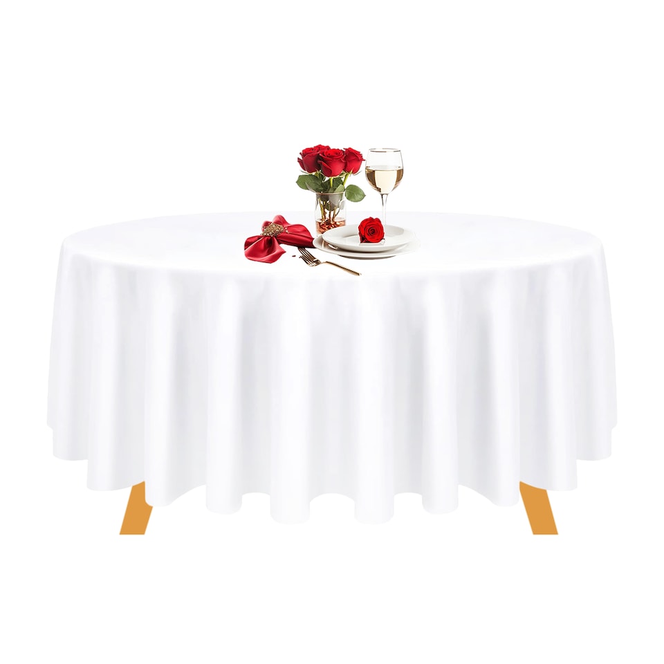 image 1 of Round Polyester Tablecloth, Premium Linen Table Cover - 70 Inch