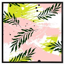 Green leaves on brush strokes (Picutre Frame) Black | XS