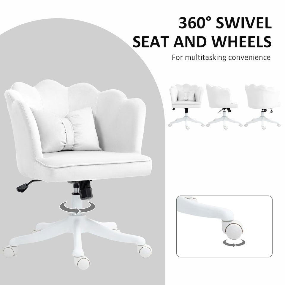 image 1 of HOMCOM Armless Desk Chair Home Office Chair w/ Wide Seat Tilt Function White White