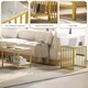 image 5 of HOMCOM Modern Coffee Table Set of Two, Marble-Effect Nesting Side Tables with Steel Frame for Living Room, Gold Tone