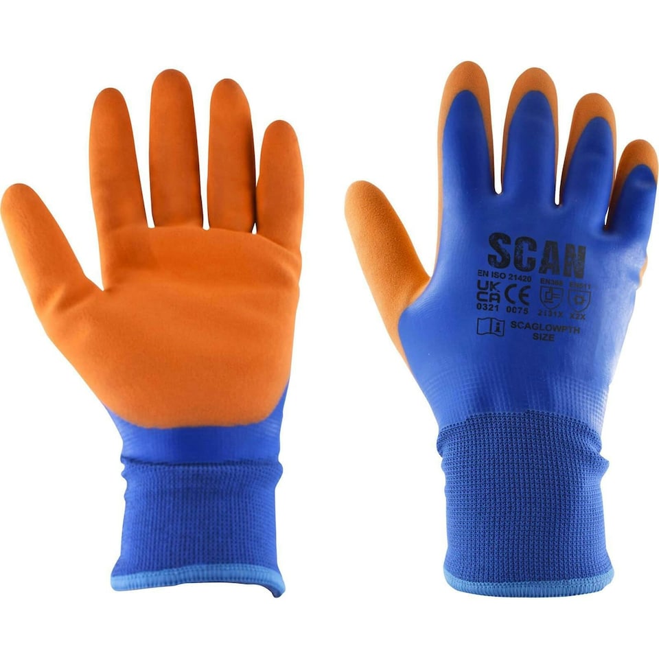 Thermal Waterproof Latex Coated Gloves - L (Size 9) - SCAGLOWPTHL N/A