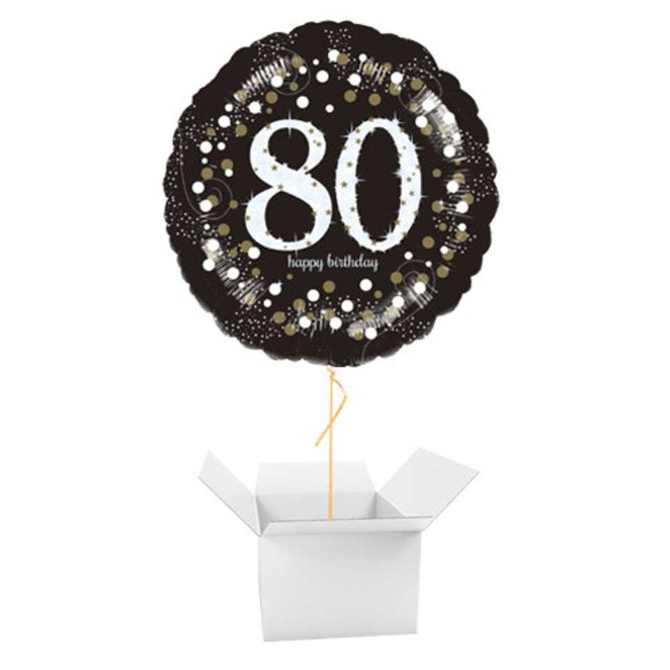 Sparkling Celebration 80th Birthday Round Foil Helium Balloon - Inflated Balloon in a Box