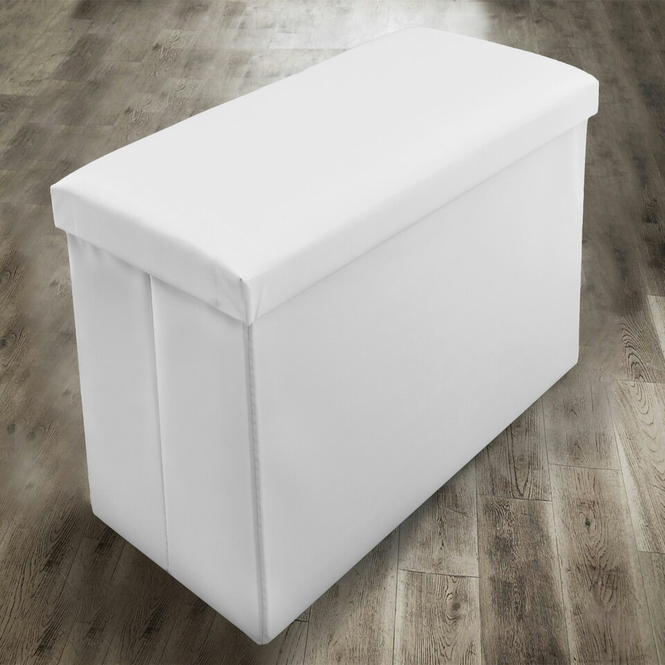 image 1 of Home Republic Faux Leather Storage Ottoman - 76cm x 38cm Foldable Brown