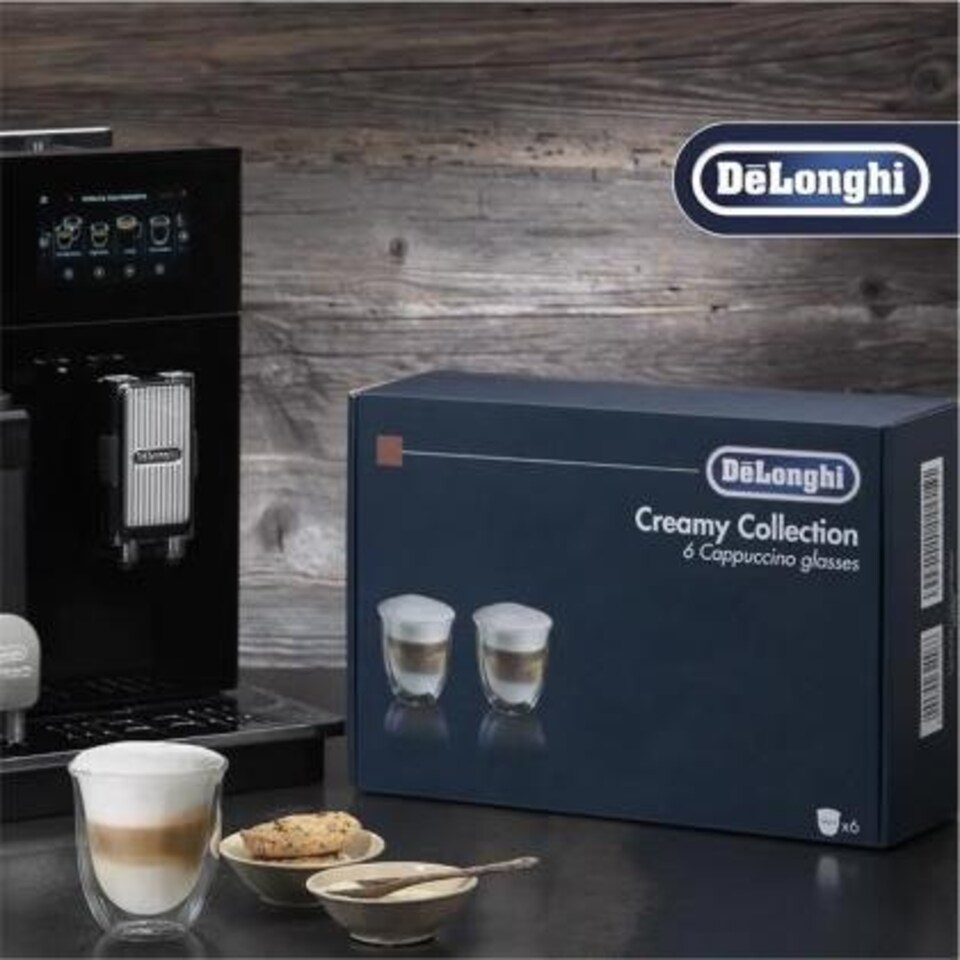 image 1 of De'Longhi DLSC301 Double Walled Cappuccino Glasses Pack of 6 Clear