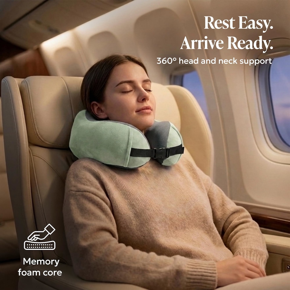 image 1 of Lugg Memory Foam Travel Pillow with Storage Bag 360 Degree Neck Support
