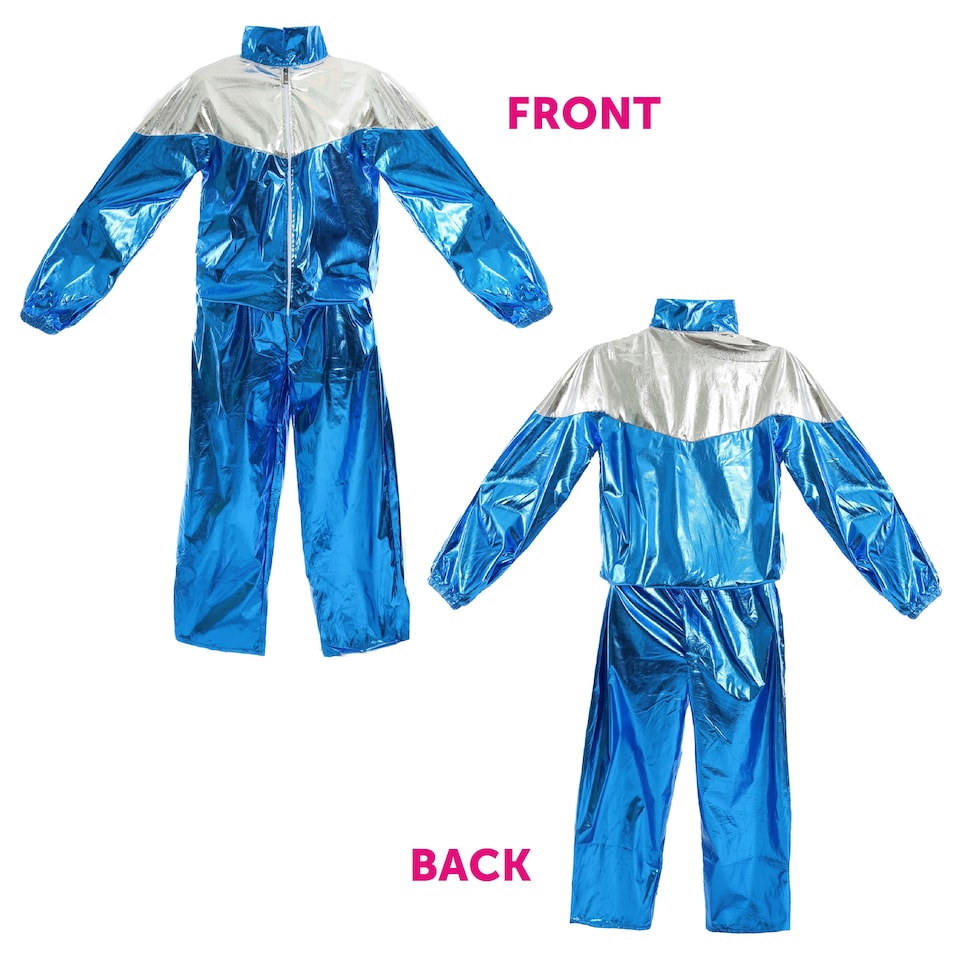 image 1 of Blue & Silver Shell Suit Costume Blue | 2XL