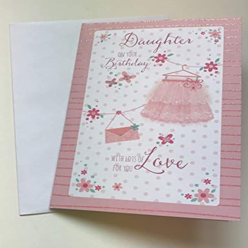 image 1 of Daughter On Your Birthday Morden Dress and Pursh Card Wishing Well