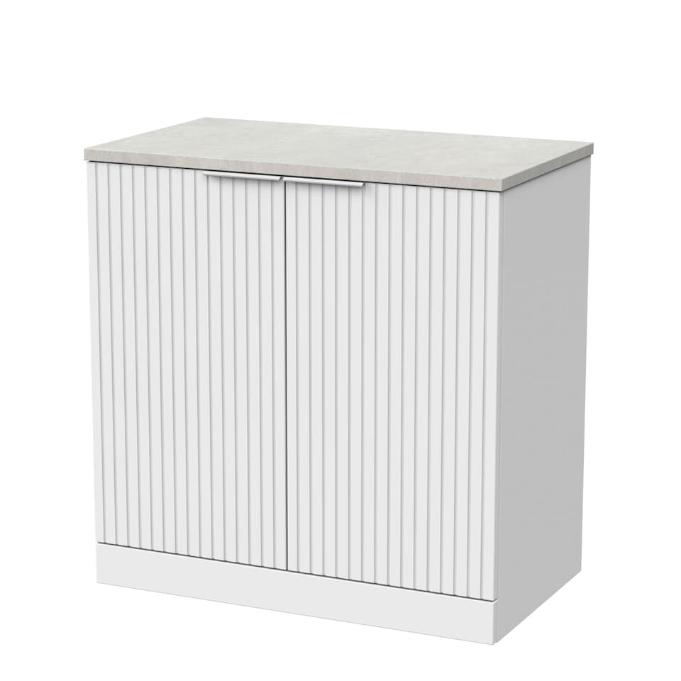 image 1 of Balterley Callingwood Contemporary Floor Standing 2 Door Vanity Unit with White Sparkle Laminate Worktop , 800mm, Matt White