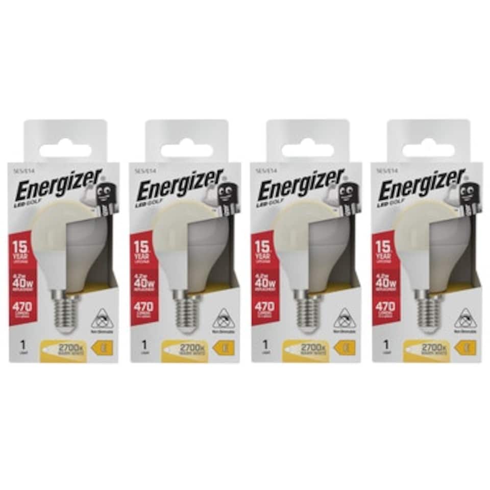 image 1 of Energizer LED Golf Ball E14 470lm 4.2W 2700K (Warm White) Light Bulb - Pack of 4