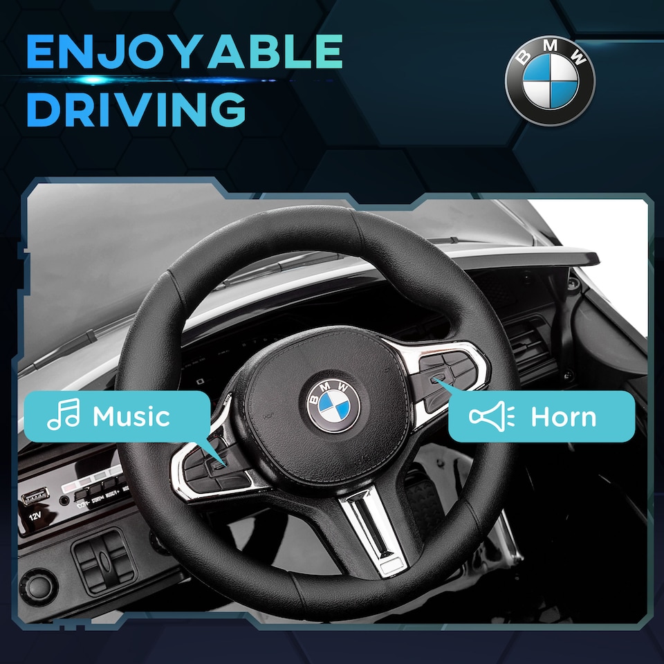image 1 of AIYAPLAY 12V BMW M4 Licensed Kids Electric Car w/ Remote, Suspension, Black