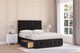 image 2 of Sloomy Cambridge Black Plush Divan Bed Base 2 Drawers Right Side With 54 Inch Floor Standing Headboard & 12 Inch Matching Footboard | Black | Black | Double | 1