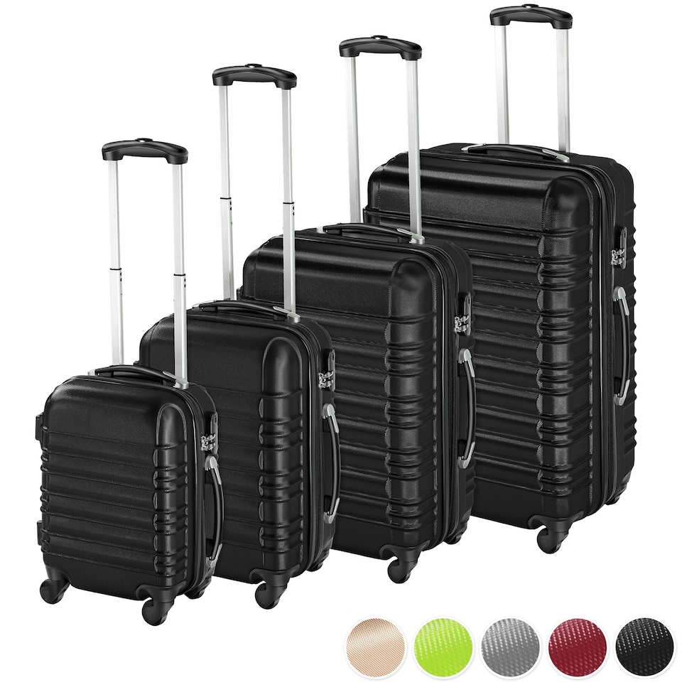 image 1 of Suitcase Set of 4 ABS Hard Shell Luggage Travel Trolley 4 Wheel Lightweight Telescopic Handle | Red | burgundy | 1