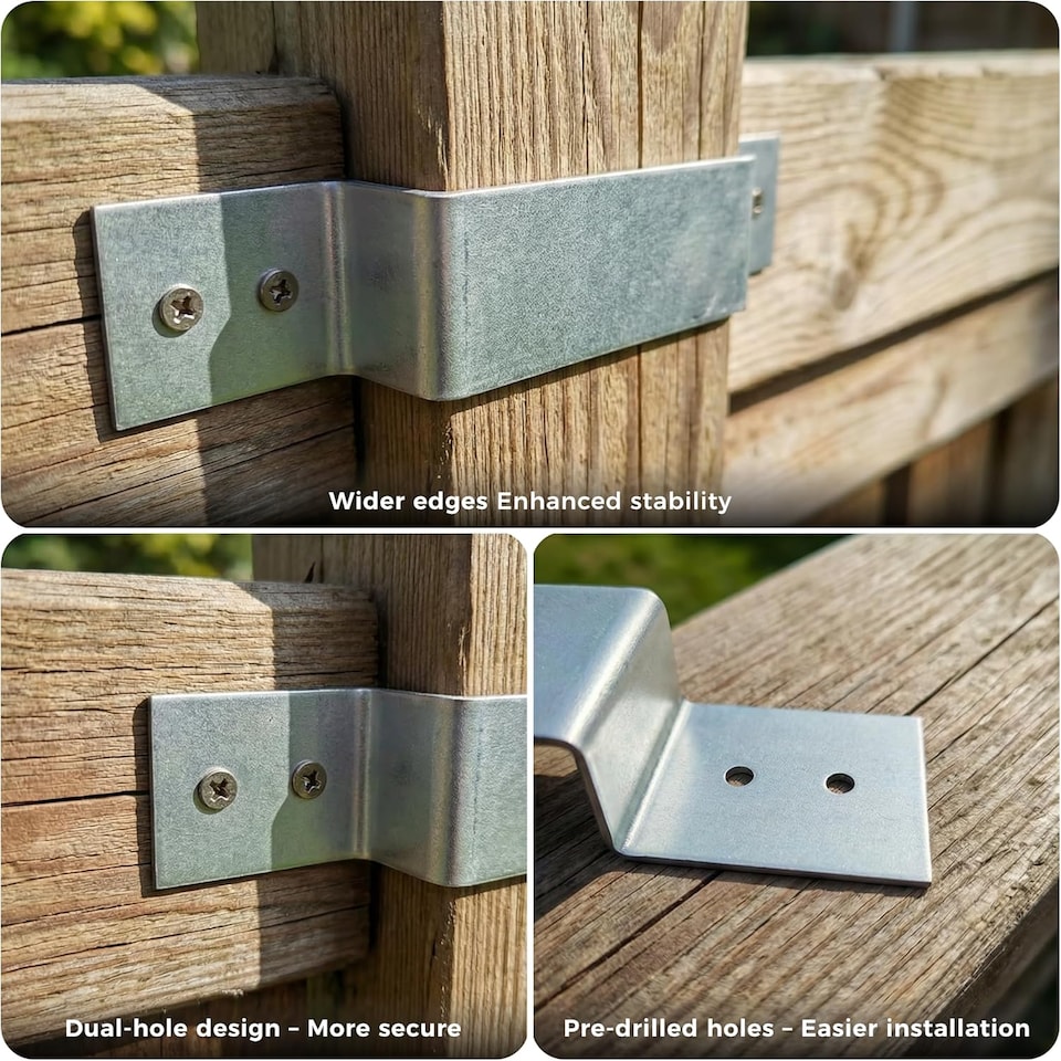 image 1 of 10 Pack Galvanised Fence Post Security Brackets Anti-Rattle Steel Panel 120x25mm