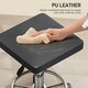 image 8 of HOMCOM PU Leather Rolling Stool, Height Adjustable Salon Chair, Black Black | Black