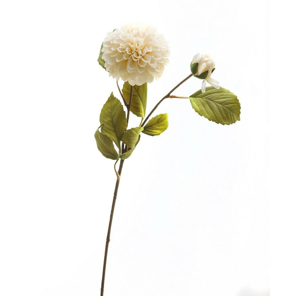 image 1 of Hill Interiors Dahlia Artificial Flower - White/Green - One Size