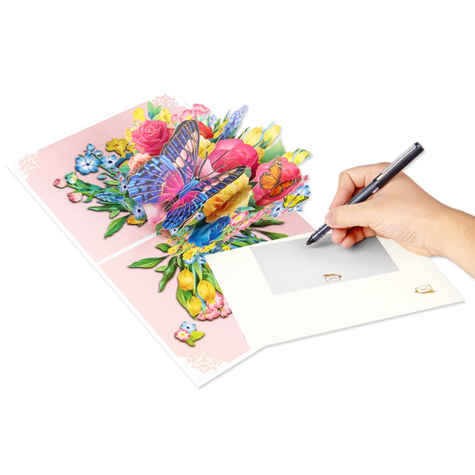 image 1 of Wings of Joy Butterfly & Flower 3D Pop Up Greeting Card