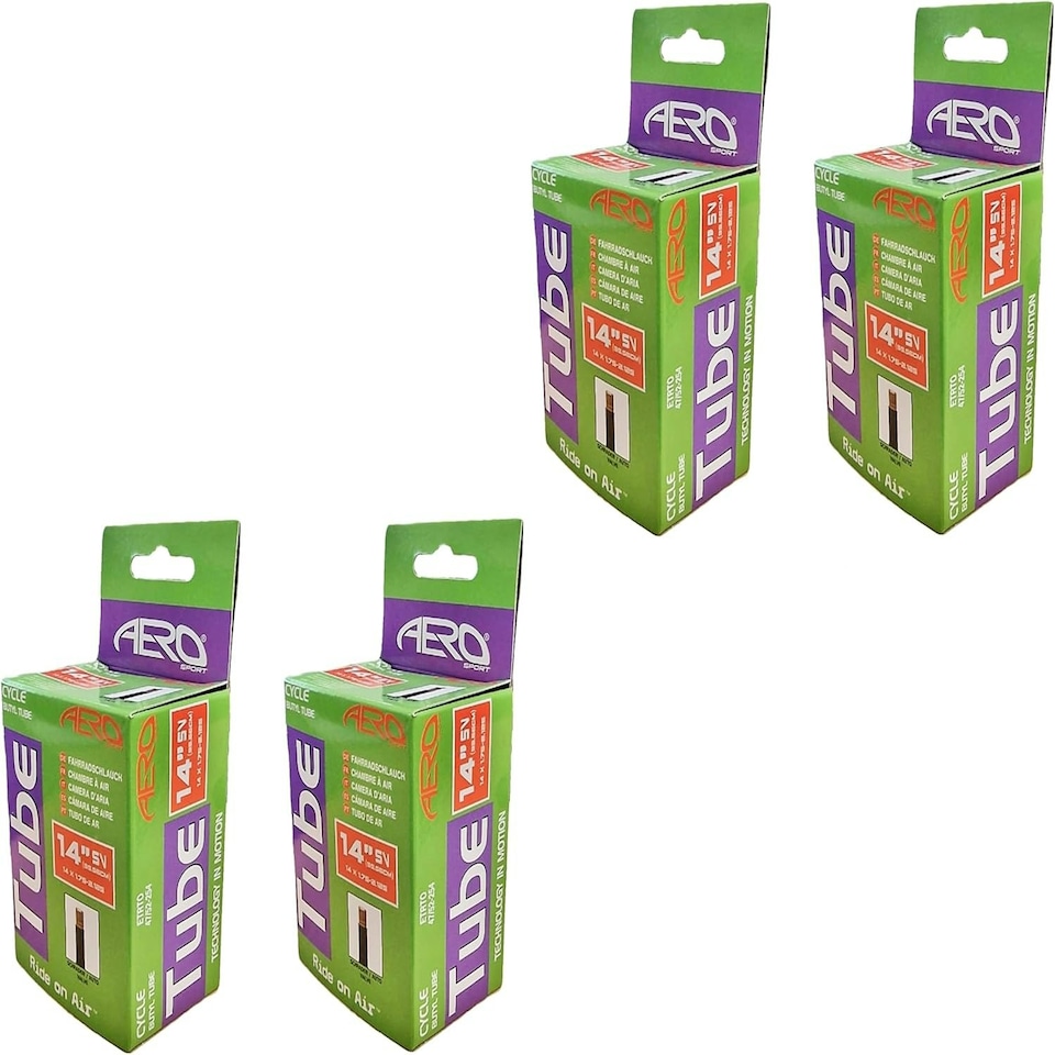 image 1 of AWE Set x 4 Butyl Rubber 14" MTB/E-Bike Inner Tube 14 x 1.75-2.125 Schrader Valve