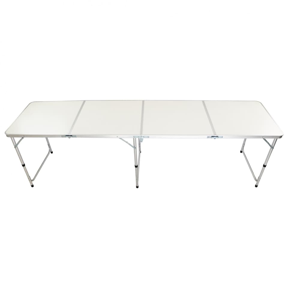 image 1 of 8ft Folding Outdoor Camping Kitchen Extending Work Top Table | White