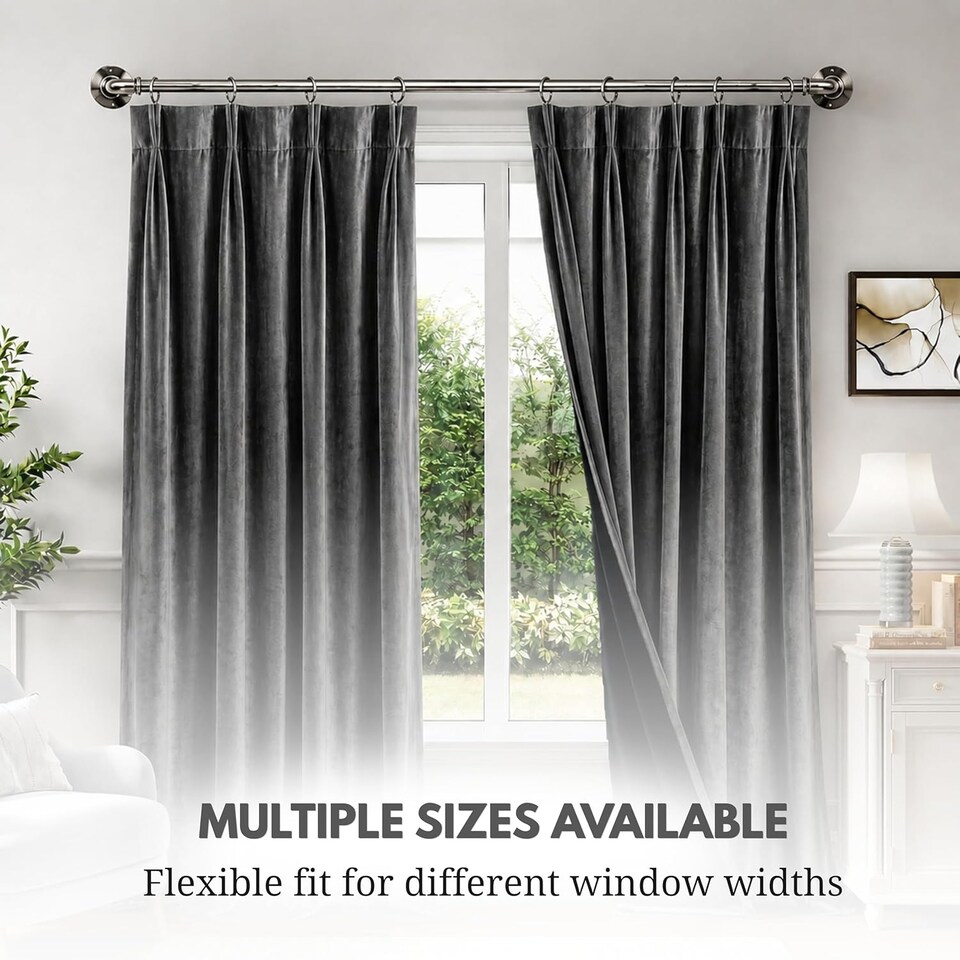 image 1 of Lister Cartwright 25mm Black Nickle Industrial Pipe Extendable Curtain Pole Heavy Duty Metal Curtain Rod with Rings(120-210 cm)