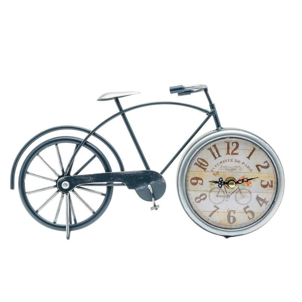 image 1 of Hometime Mantel Clock Bicycle Grey | Blue