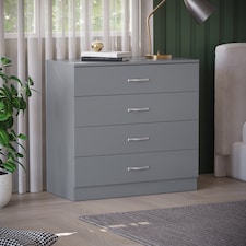 Vida Designs Riano 4 Drawer Chest of Drawers Bedroom Storage, Grey
