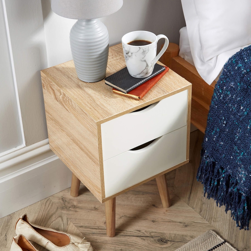 image 1 of Bedside Table Nightstand Compact Design 2 Drawers