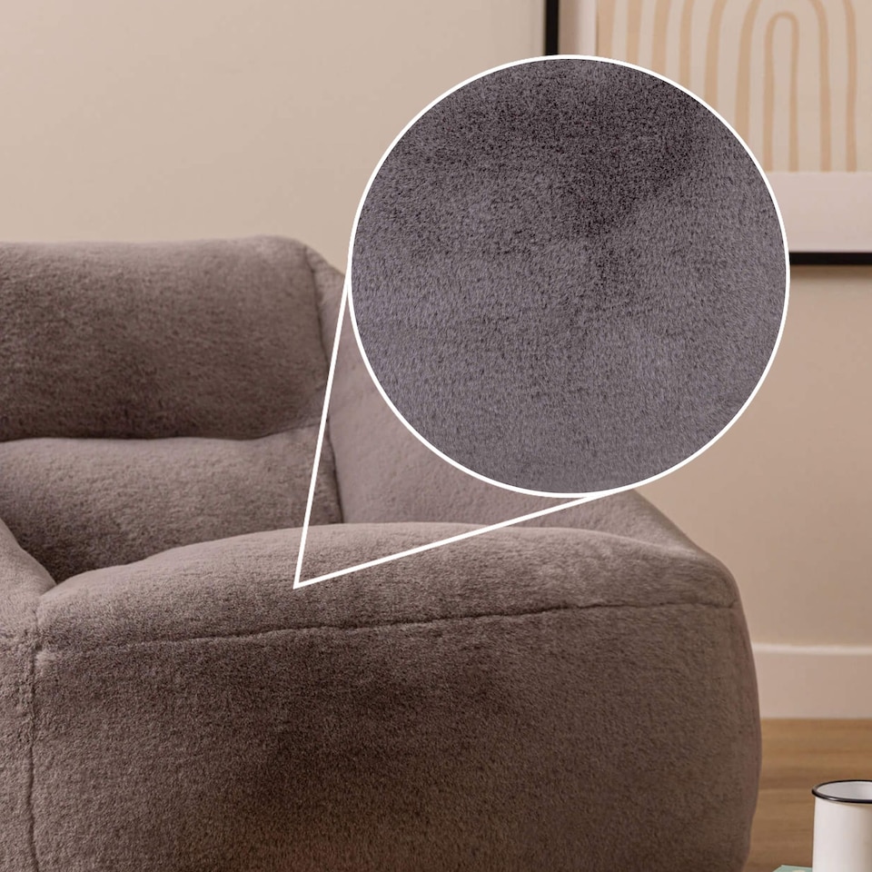 image 1 of icon Natalia Faux Rabbit Fur Armchair Bean Bag, Light Grey