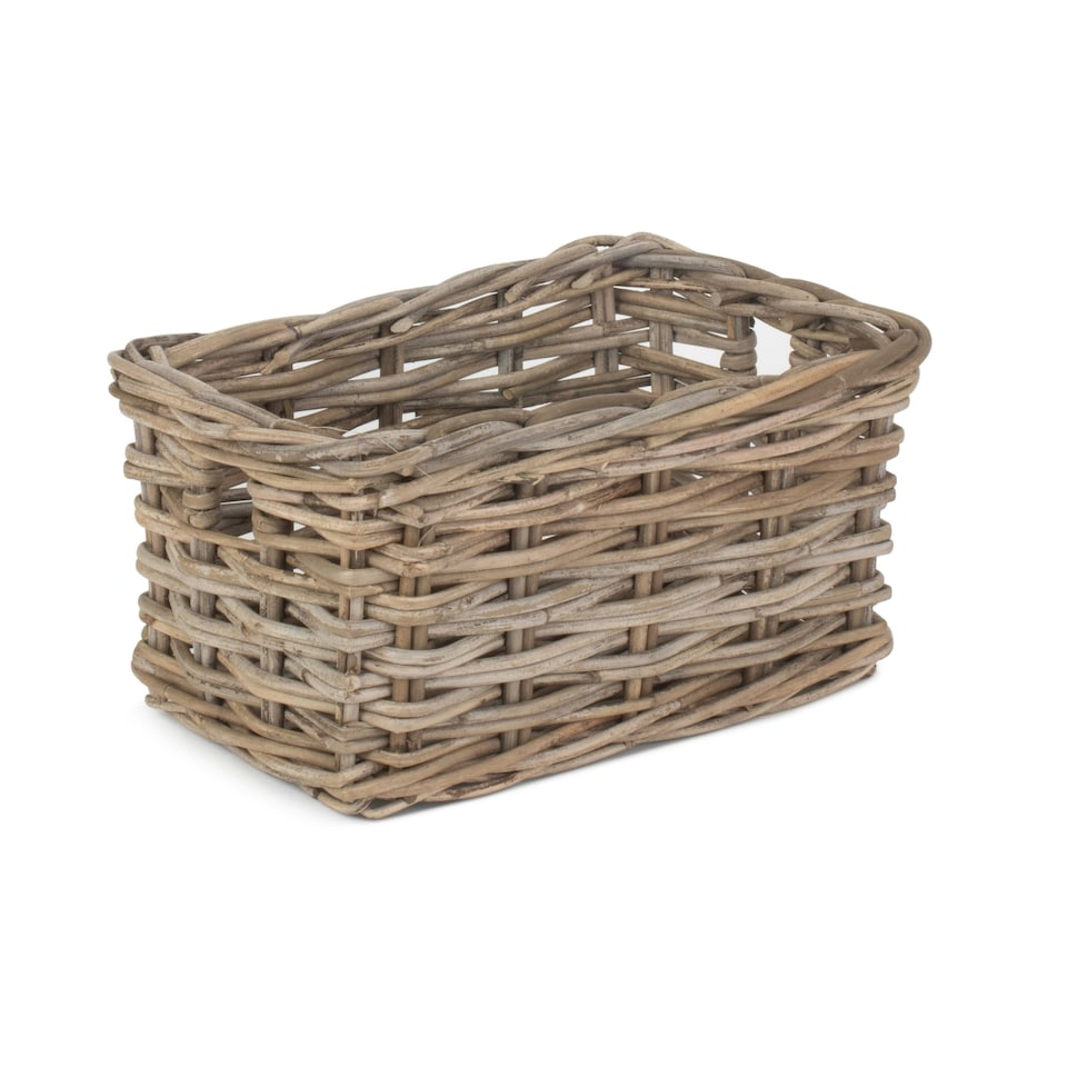image 1 of Large Rectangular Grey Rattan Storage Basket | Grey | Grey