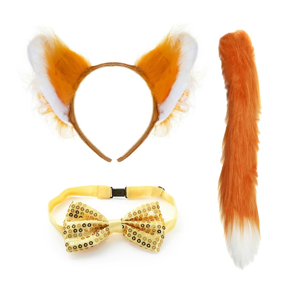image 1 of Mr Fox Accessory Set - Ears, Tail & Tie Orange | One Size