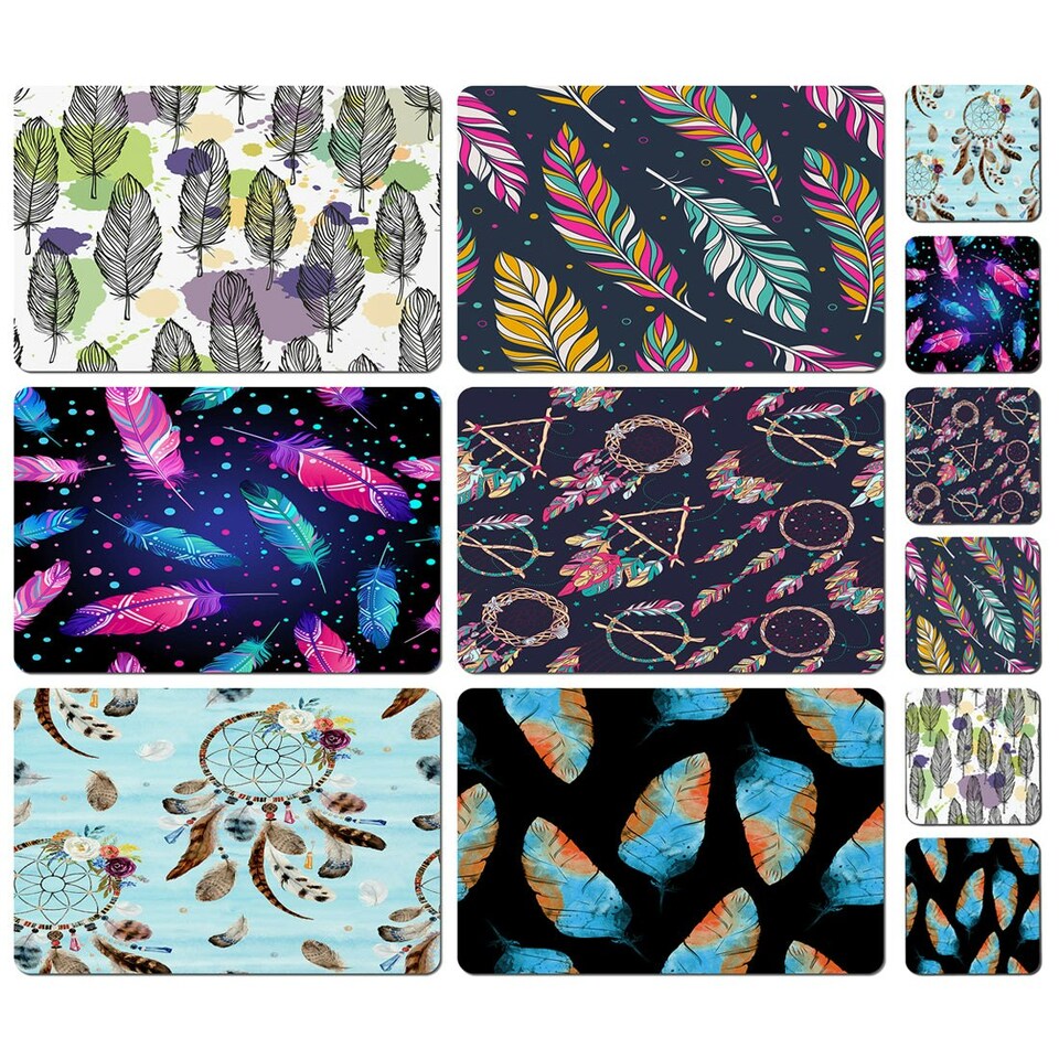 image 1 of Boho Chic Feathers Collection (Placemat & Coaster Set)