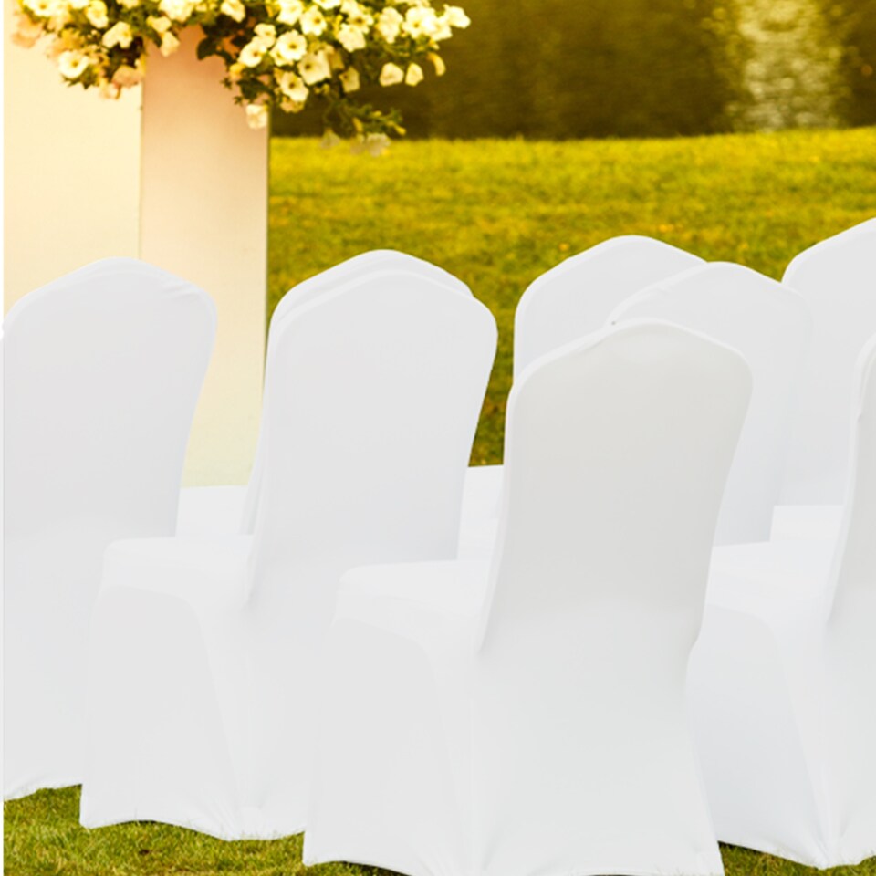 image 1 of 220GSM White Spandex Chair Cover Stretch Fabric, Premium Quality Slipcovers
